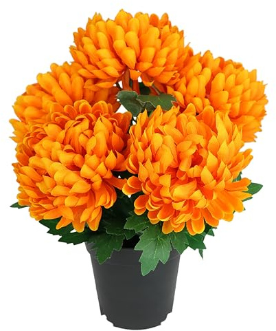 Chrysanthème artificiel en pot - Plante de balcon - Plante de balcon - Buisson décoratif - Décoration de mariage - Chrysanthème - Décoration d'automne - Plante artificielle - Plante réaliste en pot