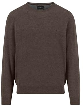 FYNCH-HATTON Fine Knit Wool/Cashmere Blend Crew Neck Jumper, dark chocolate, L