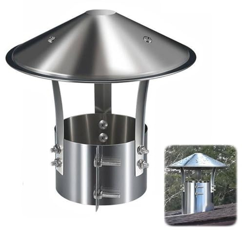 Comignolo Terminale Circolare, Terminale Antivento e Antipioggia in Acciaio Inox Copertura Fumaiolo Resistente al Calore per Camino Tubo Scarico Fumi Stufa a Pellet Legna(100mm)