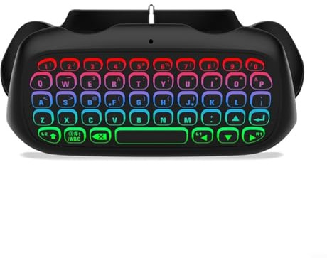 HomeVortex Multi-color RGB Backlight Keyboard for PS5 and for PS5 Pro Wireless Controller Keypad Chatpad with Built-In Speaker and 3.5mm Audio Jack for Gaming Live Chat(Black)