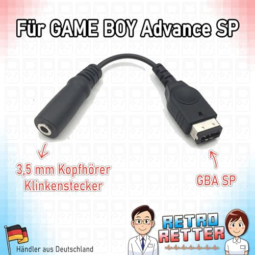 RetroRetter Kopfhörer Adapter für GameBoy Advance SP - GBA Audio Stecker 3,5 mm Klinke Kabel