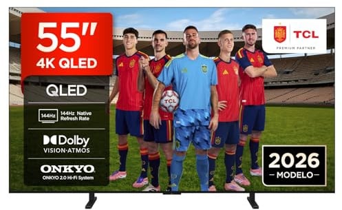 TCL 55A400 – Smart TV QLED 4K HDR10+ da 55, design piatto e sottile | HVA Panel, Dolby Vision & Atmos, Onkyo 2.0 Sound, 144Hz VRR, Google Cast, Apple AirPlay 2