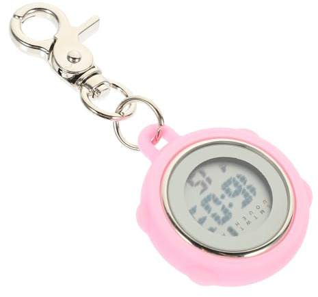 Hohopeti Montre de Poche Électronique Numérique Rose à Boucle Porte-clés | Silicone et Plastique, Design à Clip, Mouvement de Précision, pour Médecins et Chefs