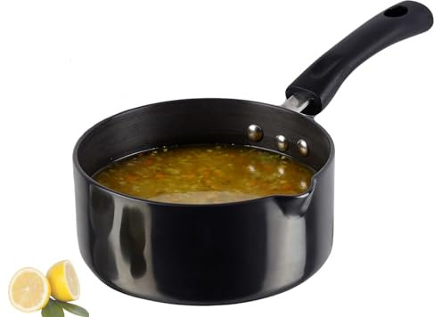 Vinod Hard Anodized Saucepan Without Lid, 1.7 Litre, 16 cm | Ideal for Boiling Milk, Making Tea, Heating Sauces | Easy to Clean | Gas Stove Compatible | Riveted Handle | 3.25 mm Thick