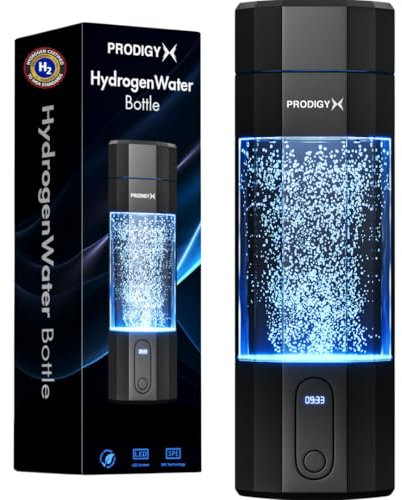 Prodigy X Wasserstoff-Wasserflasche - 5.000 PPB / 5ppm - 210 ml für schnelle Einnahme - Tragbarer Wasserstoff-Generator - Hochwertige, dicke Flasche