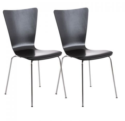 CLP 2X Stapelstuhl Aaron mit Holzsitz und ergonomisch geformter Sitzfläche I Konferenzstuhl mit Einer Sitzhöhe von 45 cm I erhältlich, Farbe:schwarz