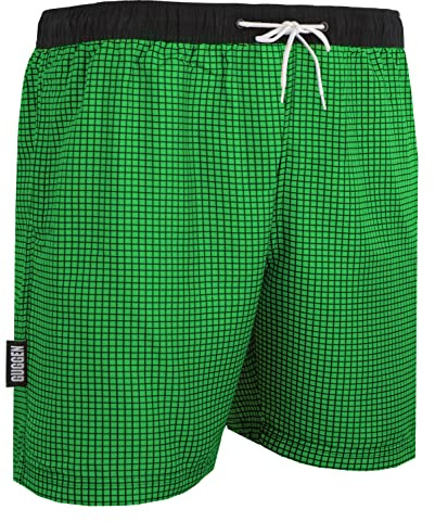 GUGGEN Mountain Badehose für Herren Schnelltrocknende Badeshorts Style-6 mit Kordelzug Beachshorts Boardshorts Schwimmhose Männer kariert Blau Lila Rot Braun Grün