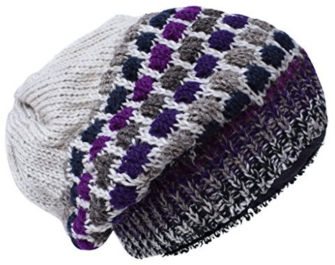 Gheri Wolle Gestrickt Vlies Gefüttert Mehrfarbig Mütze Hüte L