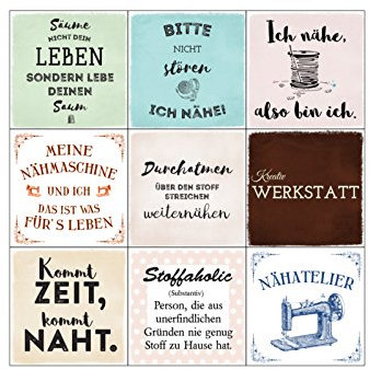 Interluxe 9er Magnete Set NÄHEN Hobby Nähmaschine Haftmagnet Frau Geschenk Deko