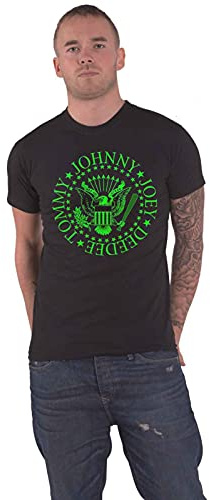 Rockoff Trade Men's Ramones Green Seal T-Shirt, Black, Small