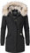 Navahoo Damen Winter Kurzmantel mit Kapuze Cristal Schwarz Gr. XS