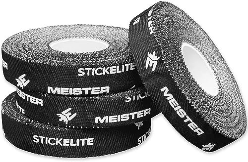Meister StickElite Professionelles poröses athletisches Klebeband für Finger und Zehen, 13,7 m x 1,27 cm, Schwarz, 4 Rollen