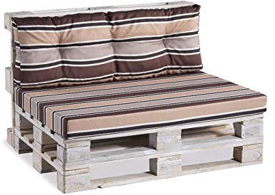 Gutekissen® Palettenkissen Palettenauflagen PPF (Eckkissen 60x40 gesteppt, Braun-Creme 3)