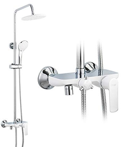 Frap Bath Blanc robinet de douche Pomme de douche Pomme de douche Douchette Pulvérisateur Salle de bains Système de douche Ensemble Robinet Mitigeur Chrome Poli