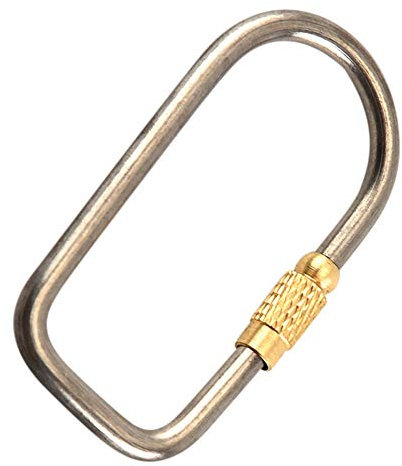 SUPERTOOL Titanium Alloy Keychain,2PCS D Ring Keychain with Screw Cap Outdoor Camping Hooks Hanging Buckle Keychain for Cutlery Bottle Keyring and More(Style A)