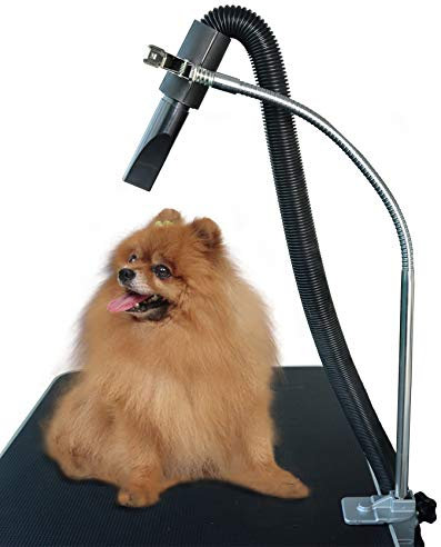 SHELANDY Tavolo per la toelettatura di Animali Domestici, Supporto per asciugacapelli, Supporto per Tubo Flessibile, Mani libere, in Acciaio Inox, Terzo Braccio Regolabile con Morsetto