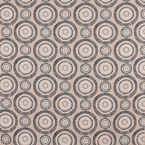 SCHÖNER LEBEN. Dekostoff Baumwolle Mandala Punkte Striche Natur Nachtblau cremeweiß 2