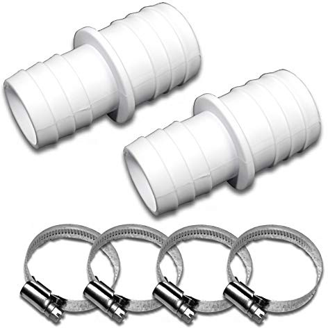 2 Stück Reduzierung Ø 38 auf 32mm (Doppelpack) Schlauchverbinder Schlauchtülle inkl. 4 Stück W4 Edelstahl Schlauchschellen z.b. für Pool Teich Garten etc.