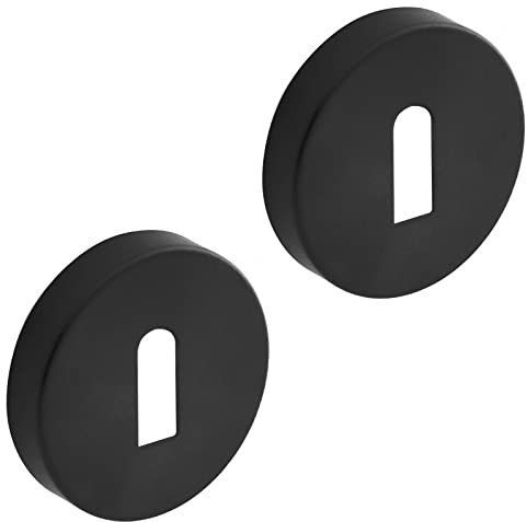 Decoranddecor 54mm Round Key Rose Aluminium - Standard Escutcheon (Matt Black)