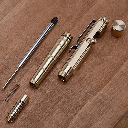 1/2 Stück massiver Messing-Stift mit einziehbaren Ersatzminen und Bolzen-Aktion, tragbarer, zarter 0,5 mm Signatur-Stift, 2 Farben, Kugelschreiber für Büro, Freund, mit Geschenk-Box