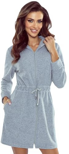 VIVISENCE Bademantel Baumwoll Mit Reißverschluss Weiches Und Warmes Material Perfekt Für Das Abendliche SPA 5012, Grau,XL