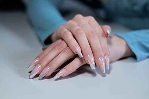 AiN Katy - französisch glitzer lang - nägel zum aufkleben 24 Stück - press on nails schwarze kurz selbstklebend lang kiss nägel schwarz rot künstliche fingernägel zum aufkleben weihnachten