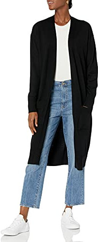 The Drop Daisy Langer Cardigan-Pullover, schwarz, Größe S