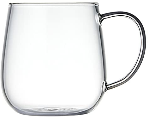 Lurrose 350ml Glass Water Mug, Clear Coffee Mugs Milk Cup Tea Mugs with Handle Glass Cup Drinkware for Coffee, Beverage, Juice, Latte