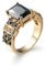 Banemi Ringe Vergoldete Modern, Ringe für Daumen Damen Schwarz Zirkonia Strahlende Form Damen Hochzeitsband Größe 52 (16.6)