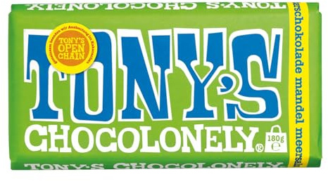 TONY'S CHOCOLONELY - Zartbitterschokolade mit Mandeln & Meersalz 180 g - Fairtrade Schokolade. Ohne Palmöl, hergestellt in Belgien