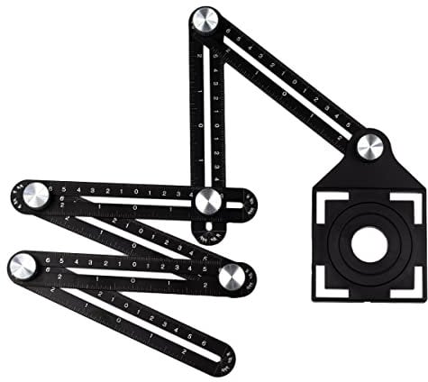 Winkelschablone Winkelmesser Lineal Metall Winkel Werkzeug Verstellbarer Konturenlehre Template Tool Schablonen Messgerät für Tischler Fliesenleger Pflastern Loch