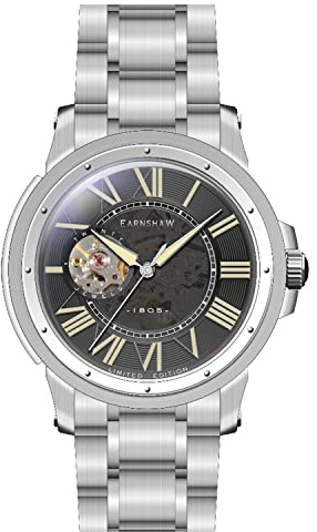 Thomas Earnshaw Herren 42mm Comet Open Heart Skeleton Automatische Uhr mit massivem Edelstahlarmband ES-8243