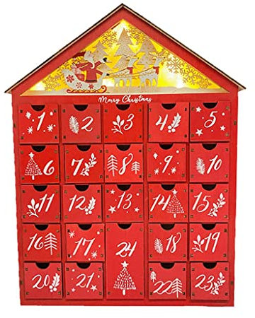 Weihnachten Adventskalender aus Holz mit 24 Schubladen 30x6,3x39cm 15 H