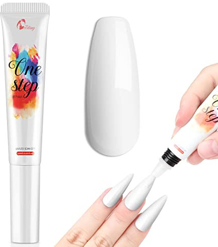 White Nail Polish, GoTiling 10ml Gel Nail Polish 3 IN 1 One Step Gel Nail Polish, Milky White Gel Nail Polish All Seasons Soak Off UV LED Nail Gel Polish Nail Art Starter Manicure Salon DIY for Women