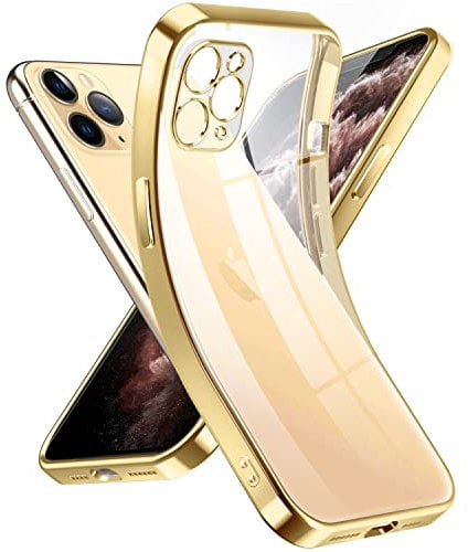 Supdeal Crystal Clear Hülle für iPhone 11 Pro, Niemals gelb mit Kameraschutz, Silikon Durchsichtig Handyhülle Weicher Passform, Ultra Dünn und Leicht Case Cover, 5,8, Gold