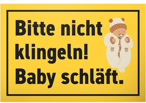DankeDir! Bitte nicht Klingeln Baby schläft - 30 x 20 cm Schild - Kollegen Freunde Geschenk Junge Eltern Geschenkidee Deko - Hinweisschild Hinweis Neugeborenes Spruchschild Türschild