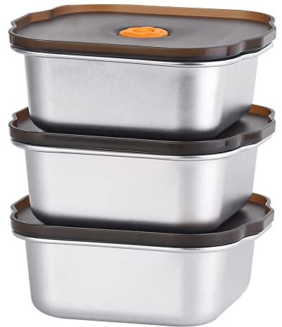 Misichao Stainless Steel Food Storage Containers with Airtight Lid | 450 ml Small Freezer Pots Reusable Meal Prep Container Leak-Proof, Stackable & BPA-Free - Freezer and Dishwasher Safe 3 Count