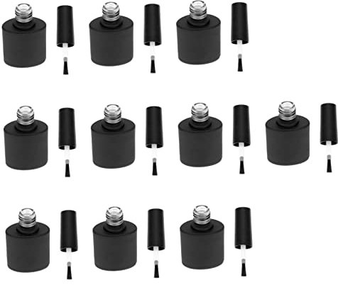 FOMIYES 10pcs Oblate-shape Empty Nail Polish Bottles Frosted Black Glass Dispensers with Brush for Diy Nail Art for Personal and Professional Use