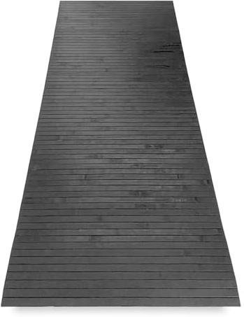 tex family Tapis en Bois Bamboo Woody © Tapis antidérapant Multi-Usage Cuisine Salle de Bains Entrée (Cm. 50x120, Gris foncé uni)