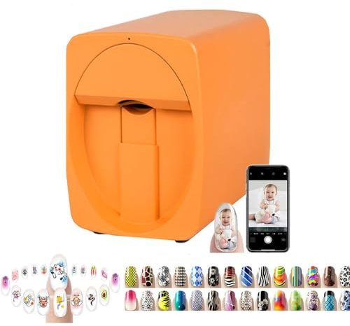 Digital Mobile Nail Art Printe,3D Automatic Nail Printer Machine, Mini Portable Nail Painting Machine Control Through Free Mobile App, Support WiFi/DIY/Usb, for Home Usage Nail Salon Nail Lovers,A