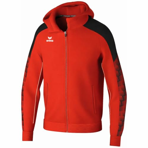 Erima Unisex Kinder EVO Star Trainingsjacke mit Kapuze (1032401), rot/schwarz, 140