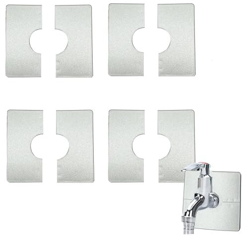 TINGWEN 4 Stück Wasserhahn Abdeckung Ventilloch Abdeckung Silber Geteilte Rohrabdeckungen Snap-In-Wasserhahn Abnehmbare dekorative Abdeckung Silber für Wasserhähne Rohre dekoration 28mm