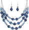 FULU AUTUMN Chunky Statement Perlen Kette und Ohrringe Set Schmuck Set für Damen Valentinstag Geburtstags Geschenk für Frauen(42-Blue)
