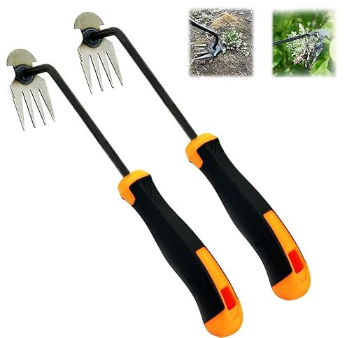 Anyingkai 2 Pezzi Sarchiatore Manuale con Manico,Earchiatore per Erbacce Professionale,Attrezzi per Diserbo,Estirpatore Erbacce orto,Diserbatrice Manuale,Estirpatore Erbacce Manuale (2 Piccoli)
