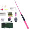 Set di canna da pesca con mulinello, canna da pesca telescopica portatile per bambini, con custodia da viaggio, regalo per principianti e pescatori (rosa)