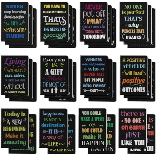 Koogel 32 Stück Inspirierende Notizblöcke, Mini Motivierendes Notizbuch Kleine Tasche Tagebuch Notizblöcke Inspirierendes Notizbuch für Schule Büro Heim Reise 12 Stile Mehrfarbig