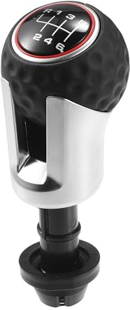 A ABSOPRO 6-Gang-Schaltknauf Für VW Golf 2003-2021 1 Stück | Schwarz,Rot,Silber,Kunststoff,Faux-Leder,12,6X5Cm(HxB),12Mm,1Adapter,FürVWBora98-05,FürVWEos06-15,FürVWJetta04-20