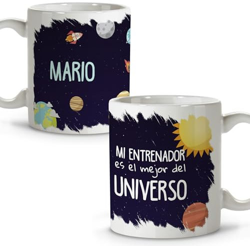 LolaPix Regalo entrenador futbol. Taza personalizada. Tazas de cafe originales. Regalo entrenador. Regalo entrenadora. Taza cerámica 330 ml.