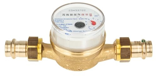 Einstrahlzähler ETK Kombi-Set (Kaltwasser) bis 30 Grad Länge 110 mm, inkl. Verschraubungen mit Pressanschluss 22 mm