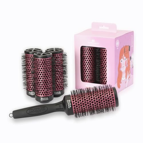 Olivia Garden Multibrush Curlers Kit - 4 Aufsätze & 1 abnehmbarer Griff - Größe 45 - Perfekt für Locken und Volumen